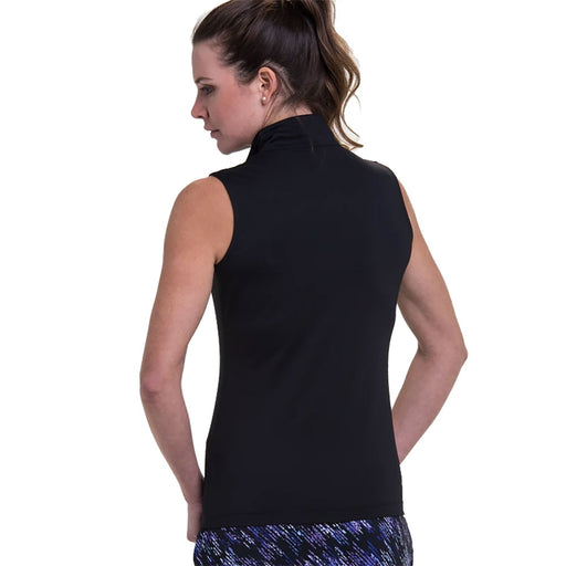 EP NY Mock Zip Black Womens Sleeveless Golf Polo