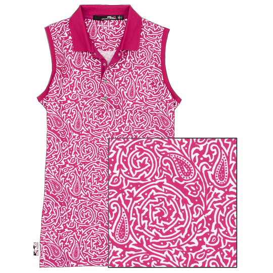 RLX Ralph Lauren Printed Airflow Jersey Aruba Pink Womens Golf Polo