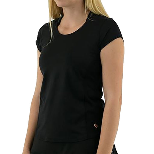 Cross Court Grenada Blk Wmns Cap Slv Tennis Shirt - BLACK 1000/L