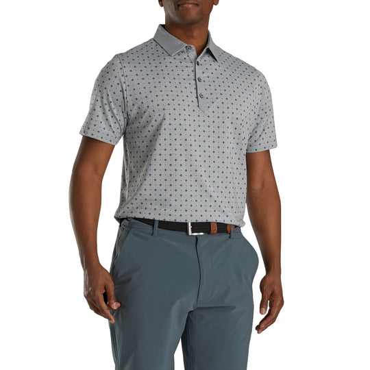 FootJoy Athletic Fit Deco Print Heather Grey Mens Golf Polo