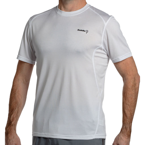 Baddle Moistue Wicking Mens Pickleball T-Shirt - Hthr White Wht/XXL