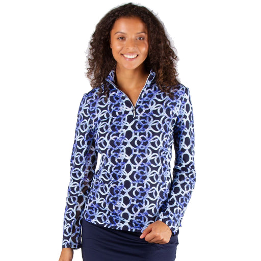 NVO Liba Mock Womens Golf 1/4 Zip - NAVY 400/XL