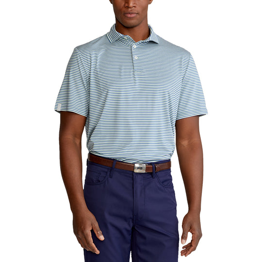 RLX Ralph Lauren Featherweight Tri-Color Stripe Green Mens Golf Polo