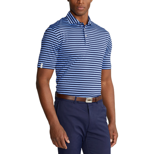 RLX Ralph Lauren Featherweight Pencil Stripe French Navy Mens Golf Polo