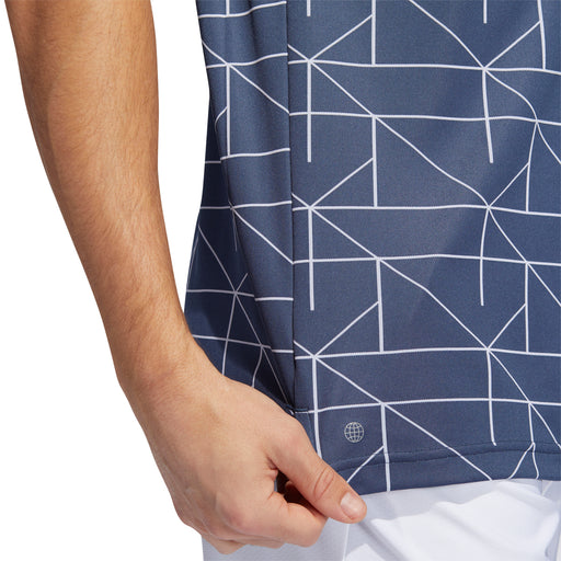 Adidas Jacquard Lines Crew Navy Mens Golf Polo