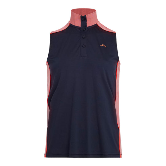 J. Lindeberg Farrow Navy Womens Sleeveless Golf Polo