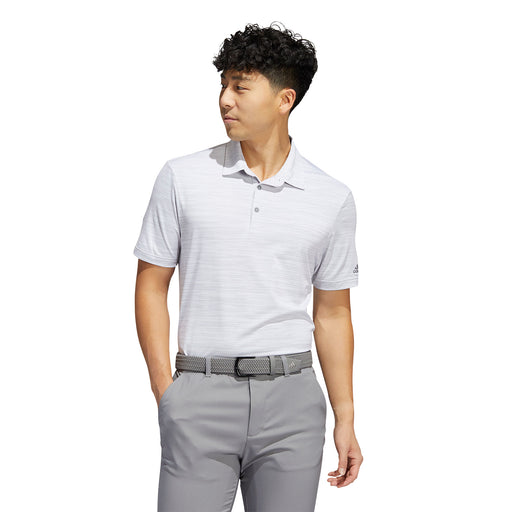 Adidas Space-Dyed Striped Mens Golf Polo - WHITE/GREY3/XXL