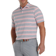 Load image into Gallery viewer, FootJoy Space Dye Stripe Mens Golf Polo - White/Nvy/Coral/XL
- 1