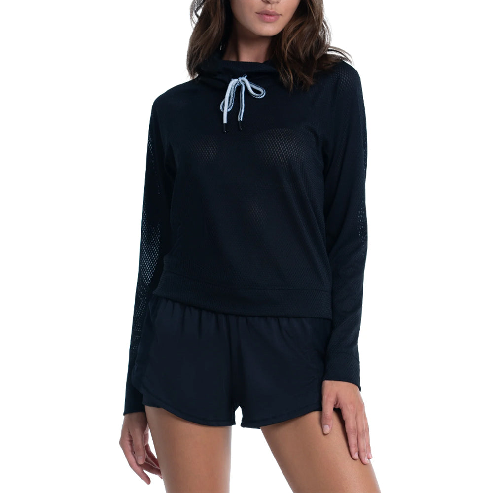 Lucky In Love High Neck Womens Tennis Pullover - BLACK 001/XL