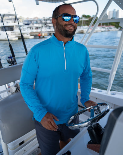 BloqUV Men's Mock Zip Top