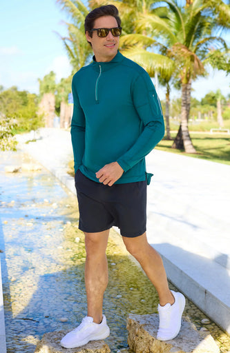 BloqUV Men's Mock Zip Top