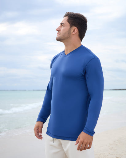 BloqUV Men's Performance V-Neck Long Sleeve Shirt