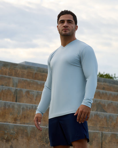 BloqUV Men's Performance V-Neck Long Sleeve Shirt