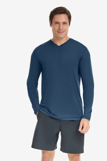 BloqUV Men's Performance V-Neck Long Sleeve Shirt