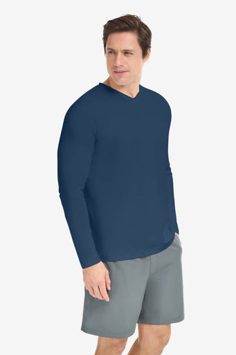 BloqUV Men's Performance V-Neck Long Sleeve Shirt
