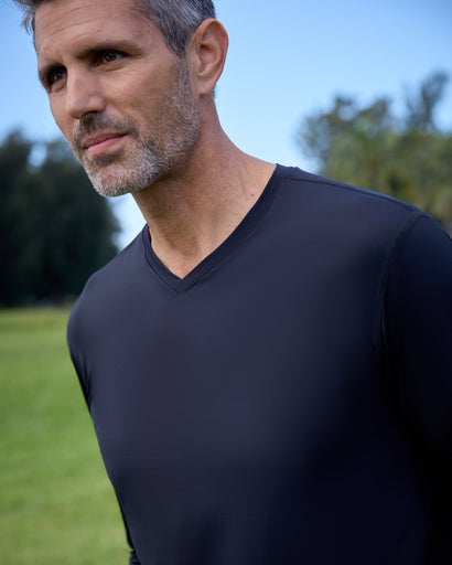 BloqUV Men's Performance V-Neck Long Sleeve Shirt