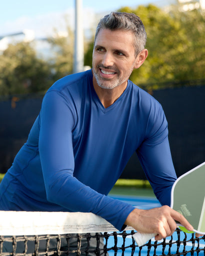 BloqUV Men's Performance V-Neck Long Sleeve Shirt