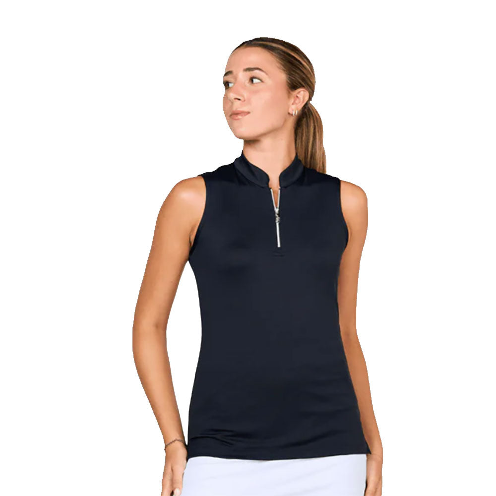 Sofibella Golf Colors Sleeveless Womens Golf Polo - Black/2X