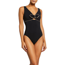 Load image into Gallery viewer, Karla Colletto Carmelle V-neck Womens Swimsuit - Black/Gold/10
 - 1