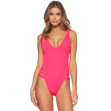 Load image into Gallery viewer, Becca Fine Line Sophie One Piece Womens Swimsuit - Pink Punch/L
 - 1