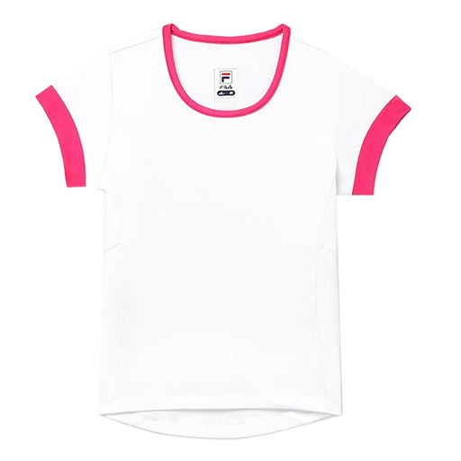 Fila Core Girls Short Sleeve Tennis Shirt - WHT/BR PNK 108/L