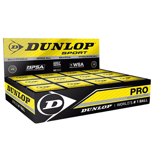 Dunlop Pro Double Dot Yellow Squash Balls - One Dozen - 2