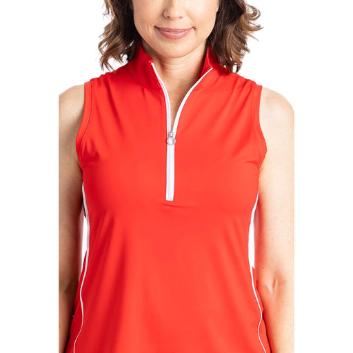 Kinona Keep it Covered Womens Sleeveless Golf Polo - CHERRY RED 342/XL