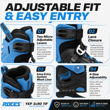 Load image into Gallery viewer, Roces YEP 3x90 TIF Adjustable Junior Inline Skate
 - 2