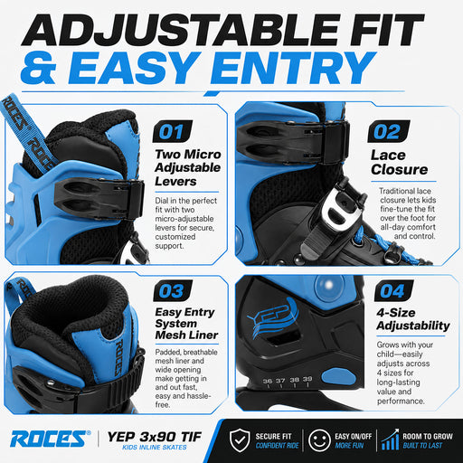 Roces YEP 3x90 TIF Adjustable Junior Inline Skate