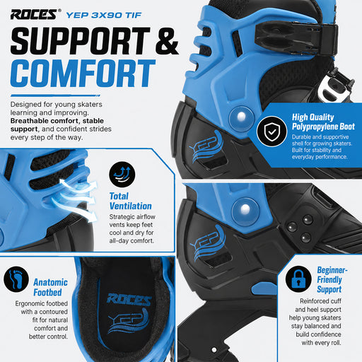 Roces YEP 3x90 TIF Adjustable Junior Inline Skate