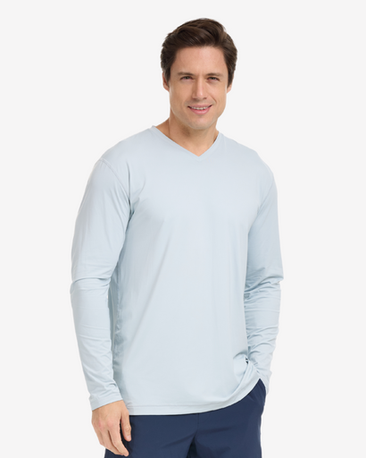 BloqUV Men's Performance V-Neck Long Sleeve Shirt