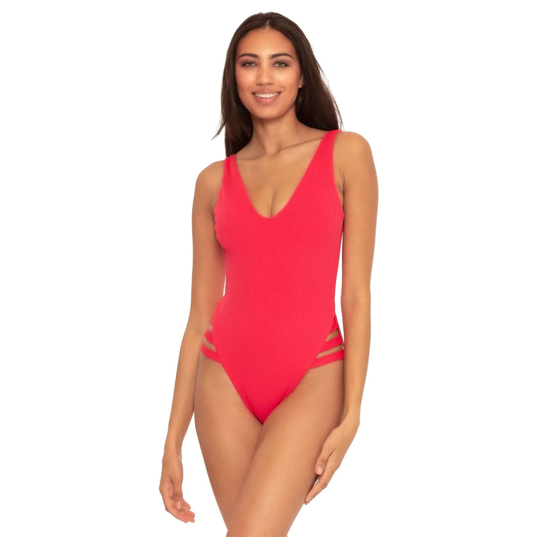 Becca Fine Line Sophie 1PC Cherry Womens Swimsuit - Cherry/L