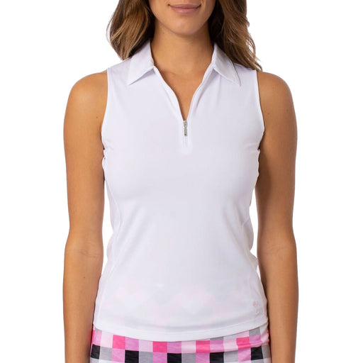 Golftini Zip Tech Womens Sleeveless Golf Polo - White 16wh/XL