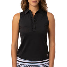 Load image into Gallery viewer, Golftini Ruffle Tech Womens Sleeveless Golf Polo - Black/XL
 - 1