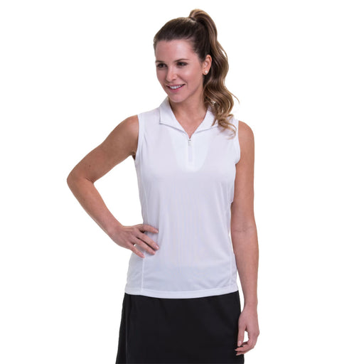 EP New York Convertible Mock Zip Womens Golf Polo - WHITE 100/XL