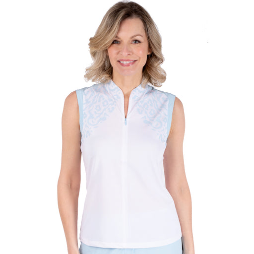 NVO Evelyn Mock Womens Sleeveless Golf Polo - ICE BLUE 401/L