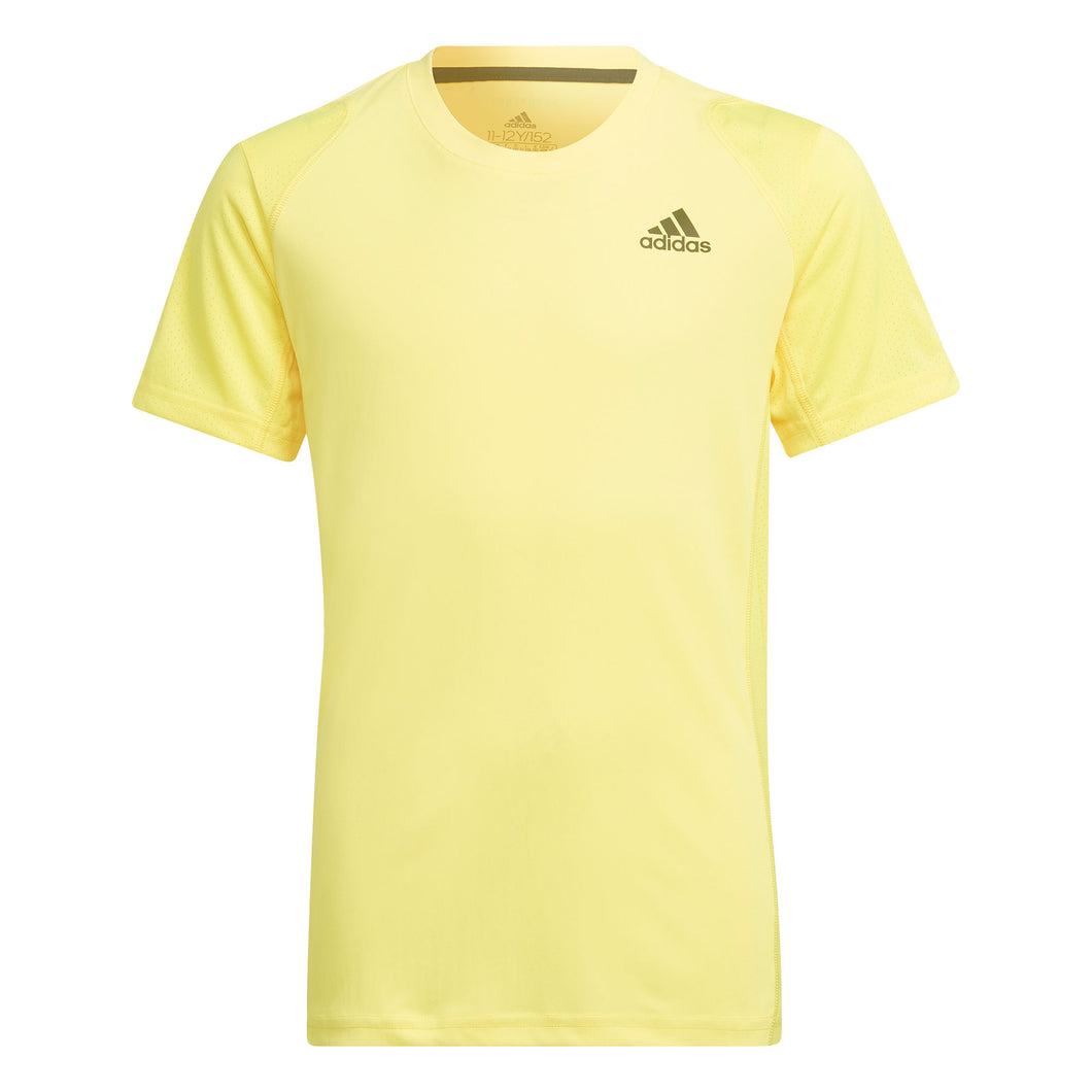 Adidas Club Boys Short Sleeve Crew Tennis Shirt - Beam Yellow/XL