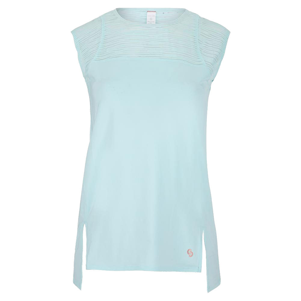 Cross Court Blu Abyss Crystal Wmn Cap Tennis Shirt - Crystal Waters/XL