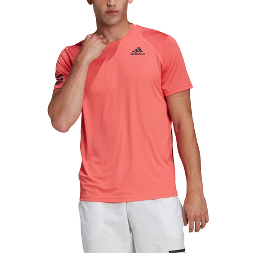 Adidas Club 3 Stripes Mens Tennis Shirt 2 - TURBO/BLK 627/XL