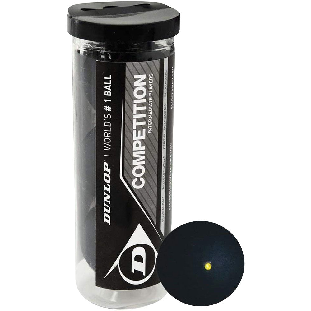 Dunlop Competition Squash Balls - 3 Pack - Black