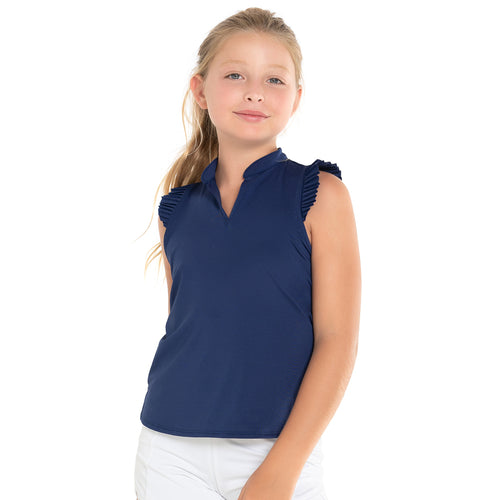 Lucky in Love Pleat Me Up Girls Sleeveless Golf Polo