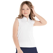 Load image into Gallery viewer, Lucky in Love Pleat Me Up Girls SL Golf Polo - WHITE 110/M
 - 3