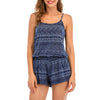 Lucky Brand Tribal Burnout Navy Womens Swimsuit Romper