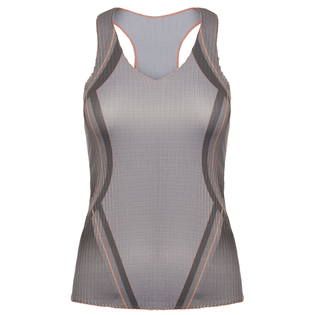 K-Swiss Pleated V-Neck Asphalt Wmn Tennis Tank Top - ASPHALT 025/L