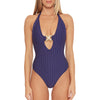 Trina Turk Adeline Plunge Navy One Piece Womens Swimsuit