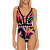 Trina Turk Birds of Paradise Plunge One Piece Womens Swimsuit