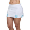 Sofibella White Racquet Aqua Stripe 13in Womens Tennis Skirt