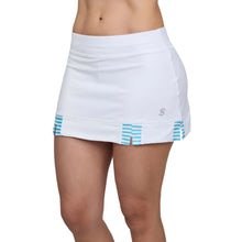 Load image into Gallery viewer, Sofibella White Racquet Aqua 13in Wmn Tennis Skirt - Aqua Stripe/L
 - 1