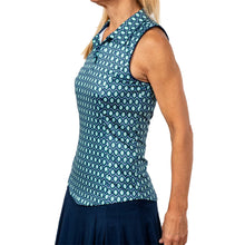 Load image into Gallery viewer, Scratch Seventy Erin Print Womens SL Golf Polo - Light Blue/Geo/L
 - 3