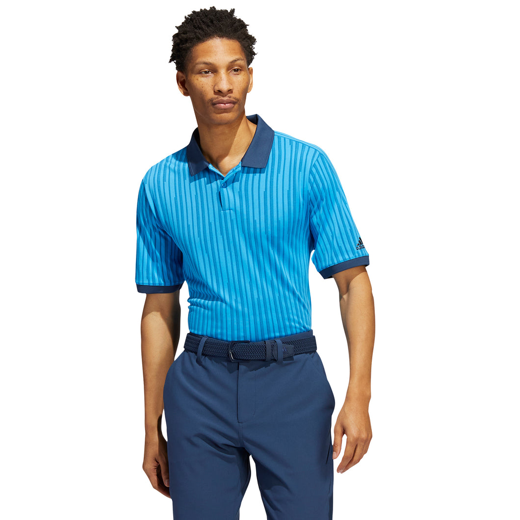 Adidas Jacquard HEAT.RDY Blue Rush Mens Golf Polo - Blue Rush/Navy/XXL